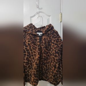 LEOPARD HOODED FLEECE JACKET **SALE W/discounted shipping**